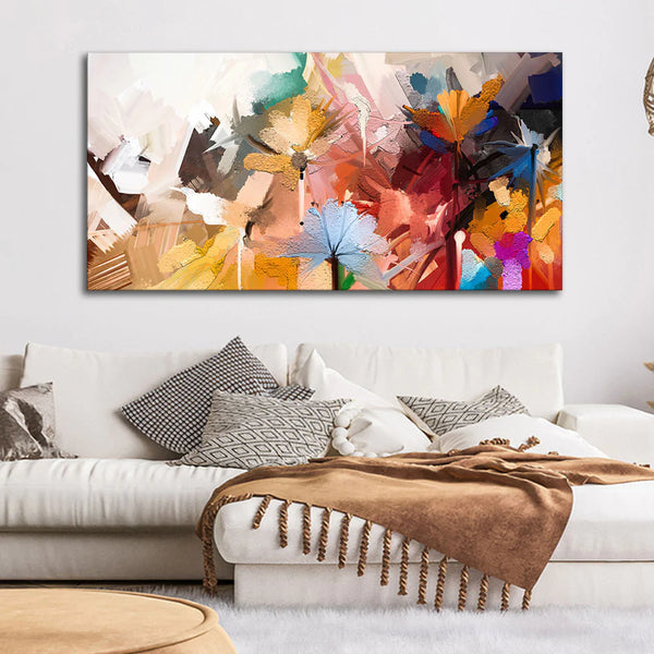 Eurotex Abstract Colorful Floral Flower Art, Canvas Printed,  Painting For Living Room