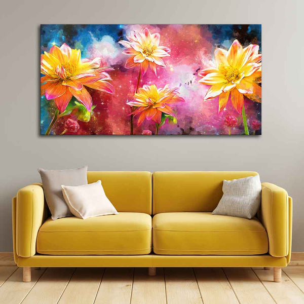 Eurotex Modern Abstract Art Of Flowers, Canvas Printed, Home Wall Painting