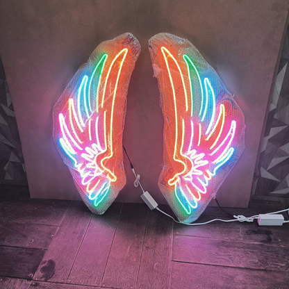 Eurotex Wings Neon Sign, Wall Decor, Neon Signs for room (48x24 In)