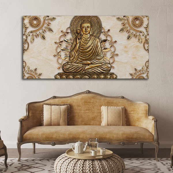 Eurotex Luxury Lord Buddha, Canvas Printed, Wall Painting For Drawing Room
