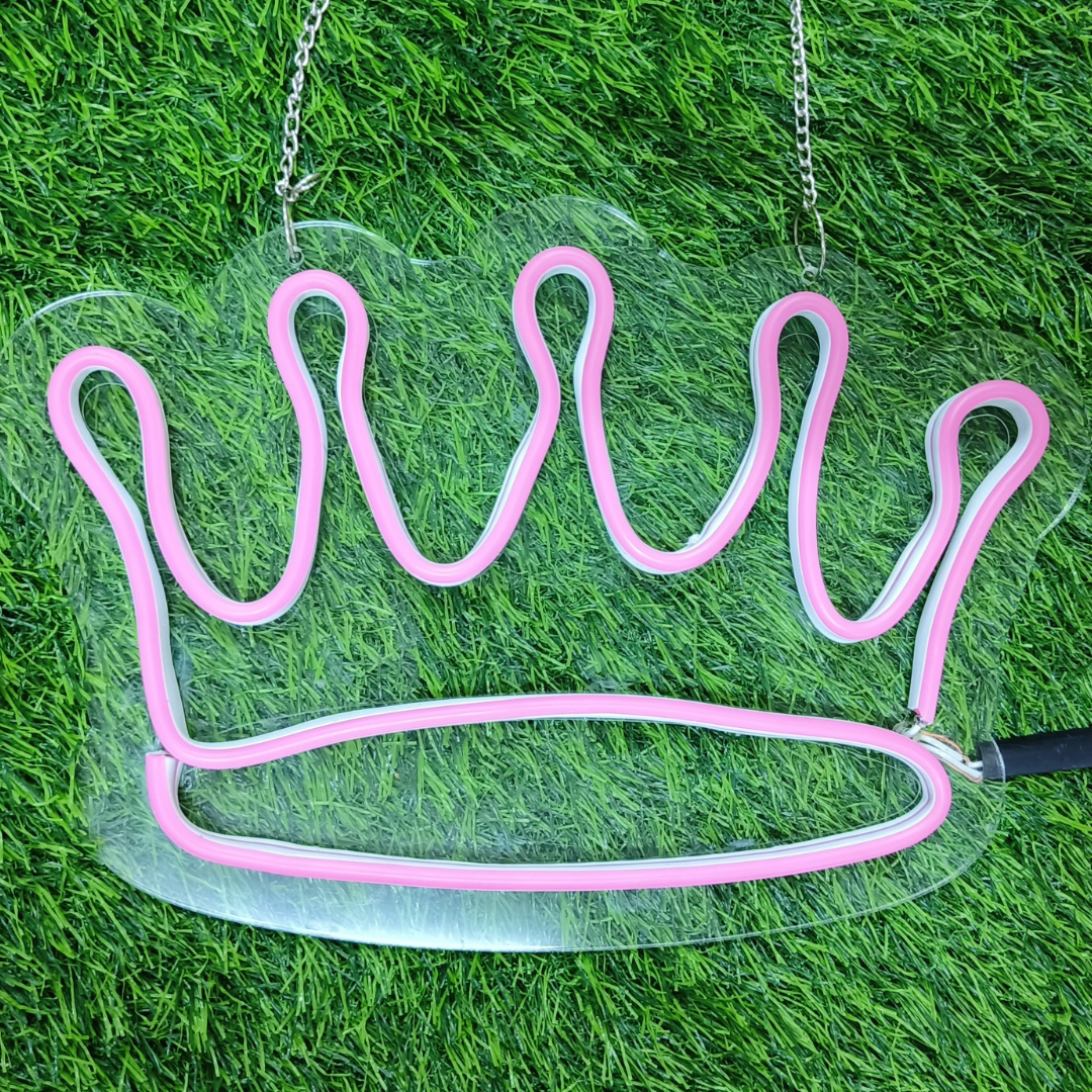 Eurotex Beautiful Crown Neon Sign, Wall Decor, Neon Signs for Living room (6x12 In)