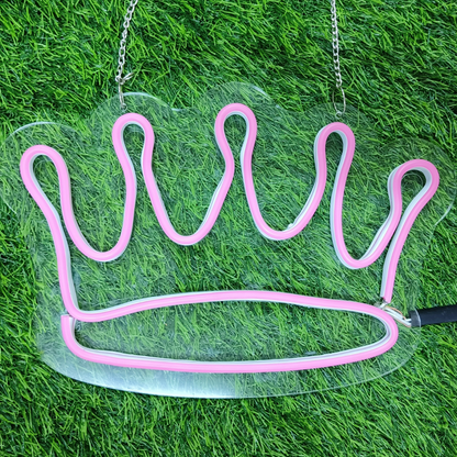 Eurotex Beautiful Crown Neon Sign, Wall Decor, Neon Signs for Living room (6x12 In)