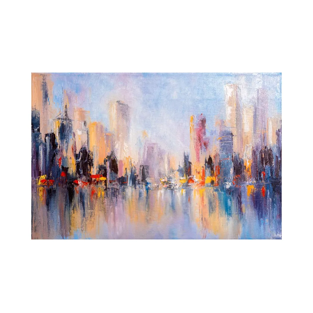 Eurotex Abstract City, Framed Canvas Wall Paintings for living room (24x36 In) Eurotex