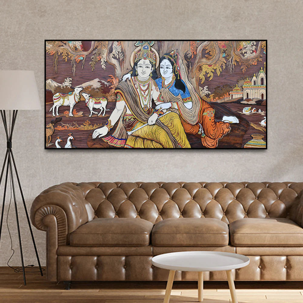 Eurotex Radha Krishna, Canvas Printed, Beautiful Simple Wall Paintings Eurotex