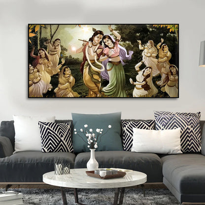 Eurotex Radha Krishna Raas Leela, Canvas Printed, Paintings For Living Room Eurotex
