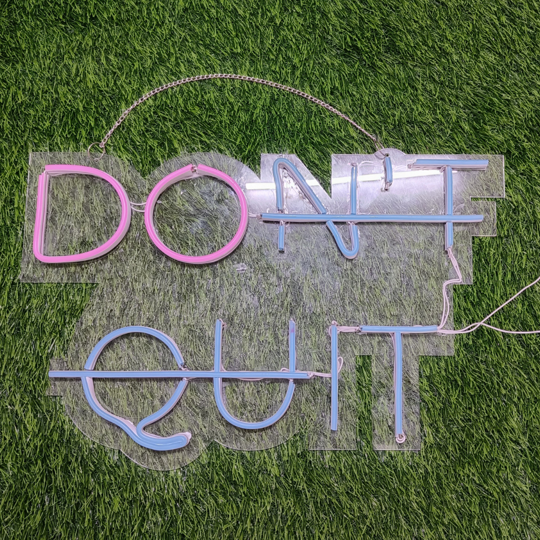 Eurotex Don't Quit Neon Sign, Wall Decor, Neon Signs for Gym (12x18 In)