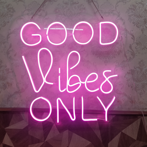 Good vibes Only Neon Sign | Buy Neon Signs Online | Custom LED Neon Lights for Rooms & Events (24x20 In)