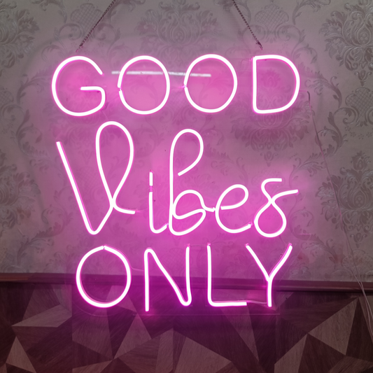 Eurotex Good vibes Only Neon Sign, Wall Decor, Neon Signs for room (24x20 In)