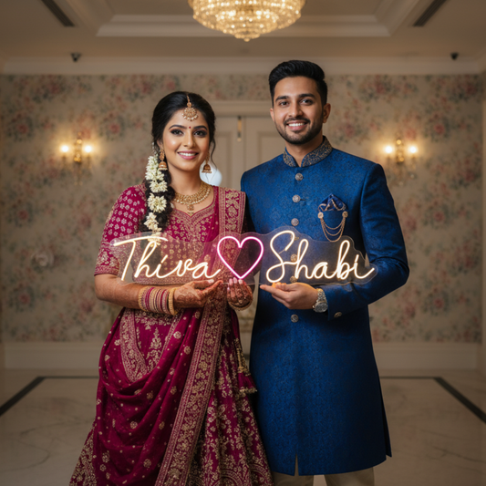 Eurotex Custom Neon Sign for Wedding – Personalized Couple Name Light for Romantic Gifts & Decor (Design - 1)