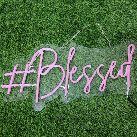 Eurotex Beautiful Blessed Neon Sign, Wall Decor, Neon Signs for room (8x14 In)