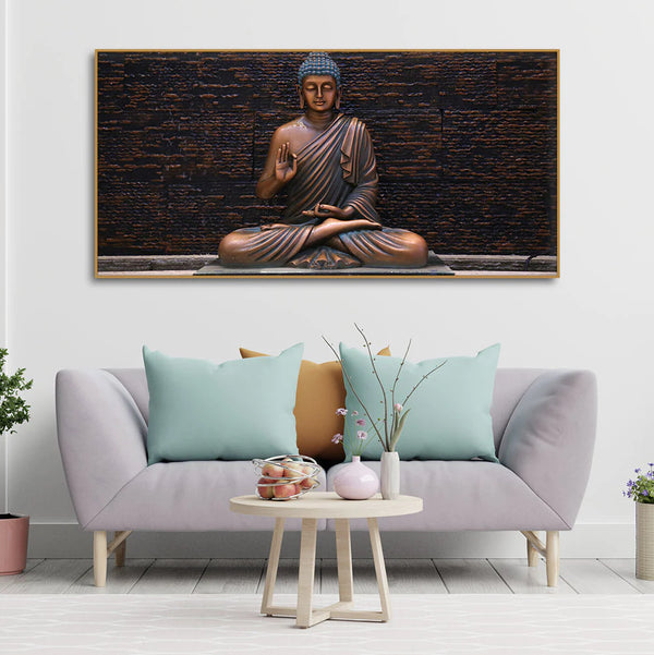 Eurotex Lord Buddha Meditating Statue, Canvas Printed, Beautiful Wall Paintings