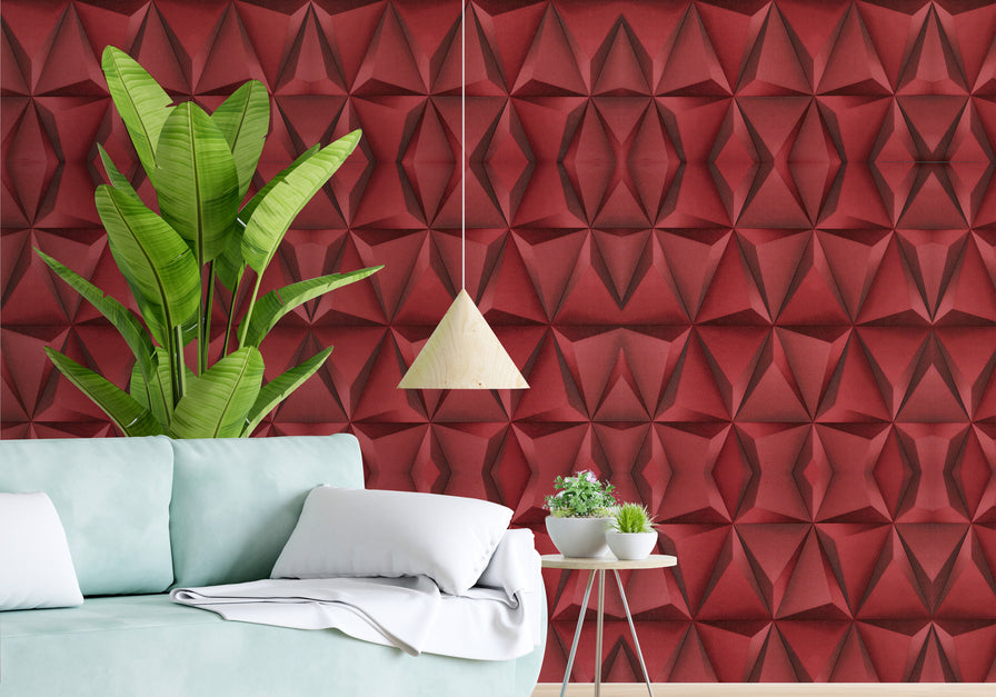 Eurotex 3D Modern Design, Luxury Wallpaper, Red (Roll 57 sq.ft)