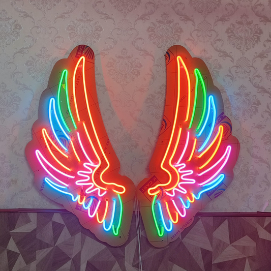 Eurotex Wings Neon Sign, Wall Decor, Neon Signs for room (48x24 In)