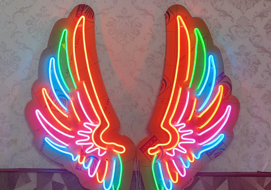 Eurotex Wings Neon Sign, Wall Decor, Neon Signs for room (48x24 In)