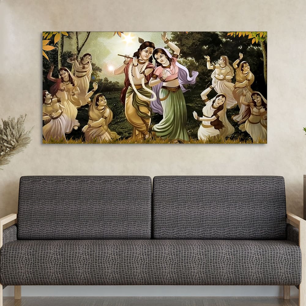 Eurotex Radha Krishna Raas Leela, Canvas Printed, Paintings For Living Room Eurotex