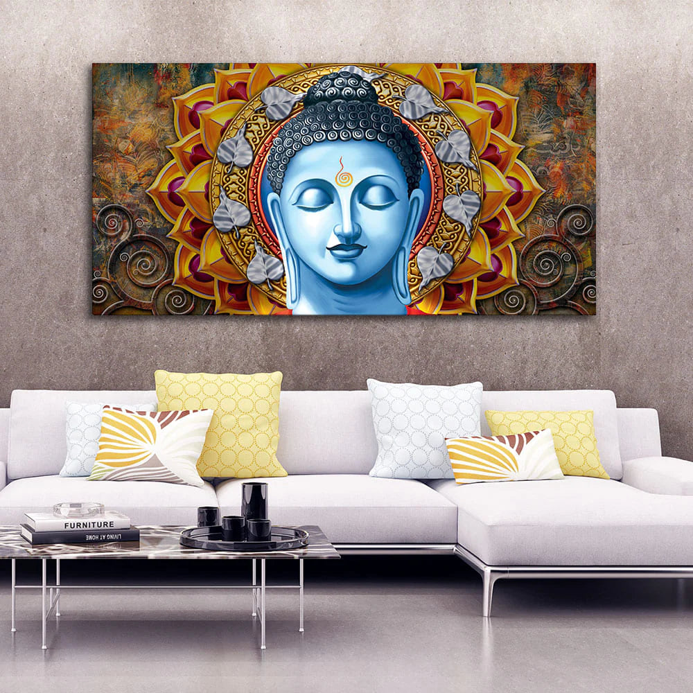 Eurotex Lord Gautam Buddha Serene Face, Canvas Printed, Home Wall Painting Eurotex