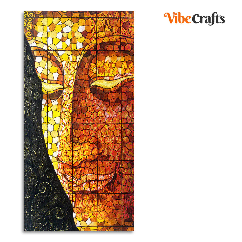 Eurotex Peaceful Golden Buddha, Canvas Printed, Texture art Wall Painting Eurotex