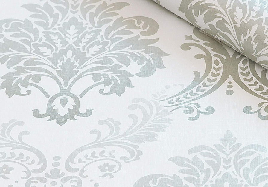 Eurotex Damask Design, Grey, Peel and Stick, Self Adhesive Wall Stickers - (45 cm x 300cm)