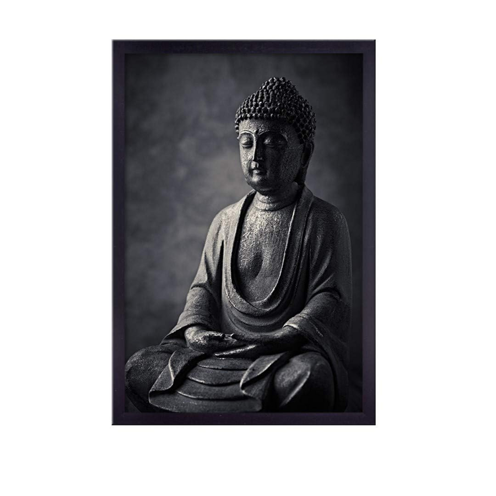 Buddha Painting, Framed Religious Canvas Wall Art for Living Room (24x48 In)