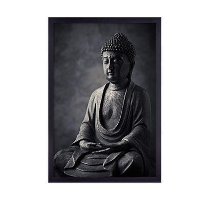 Buddha Painting, Framed Religious Canvas Wall Art for Living Room (24x48 In)