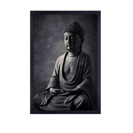 Buddha Painting, Framed Religious Canvas Wall Art for Living Room (24x48 In)