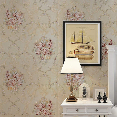 Eurotex Floral Damask, Mustard Yellow, Peel and Stick, Self Adhesive Wallpaper - (45 cm x 300cm)