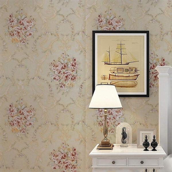 Eurotex Floral Damask, Mustard Yellow, Peel and Stick, Self Adhesive Wallpaper - (45 cm x 300cm)