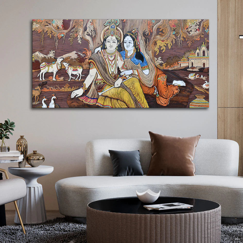 Eurotex Radha Krishna, Canvas Printed, Beautiful Simple Wall Paintings Eurotex