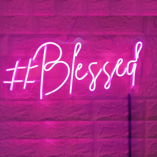 Eurotex Beautiful Blessed Neon Sign, Wall Decor, Neon Signs for room (8x14 In)