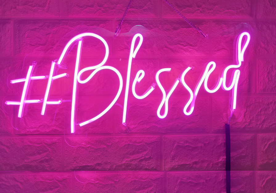 Eurotex Beautiful Blessed Neon Sign, Wall Decor, Neon Signs for room (8x14 In)