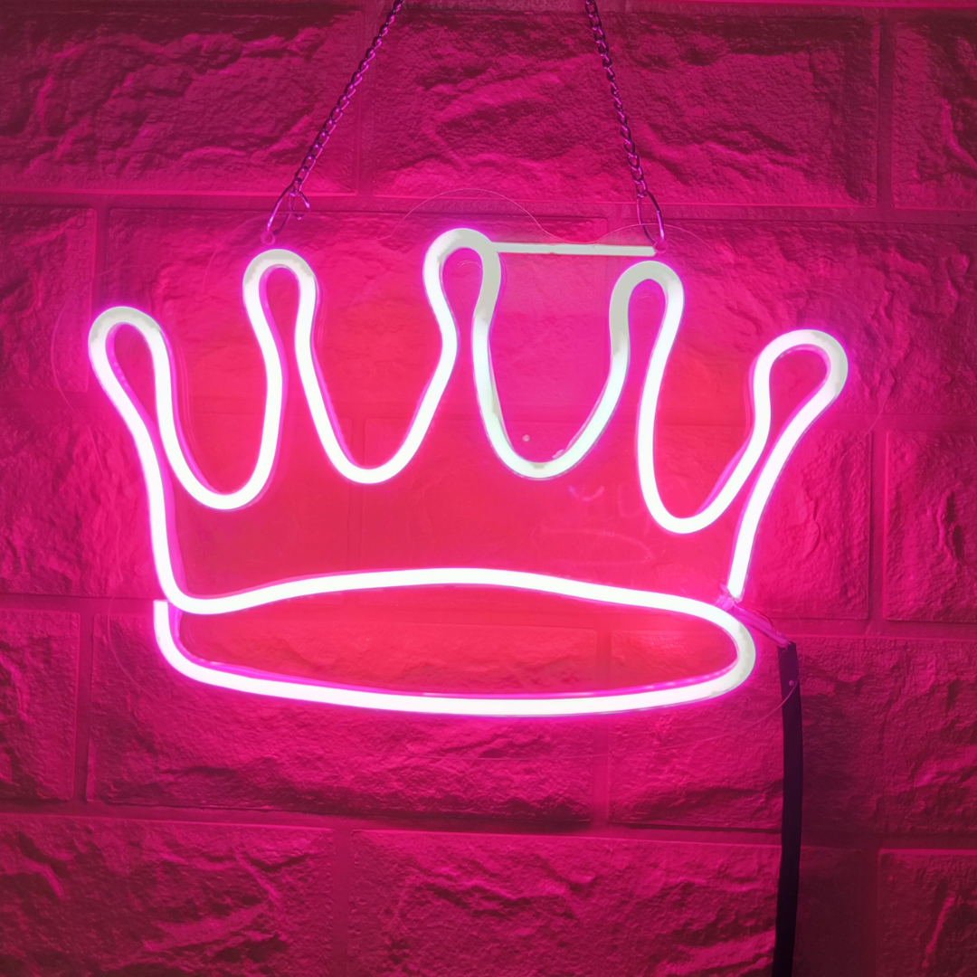 Eurotex Beautiful Crown Neon Sign, Wall Decor, Neon Signs for Living room (6x12 In)