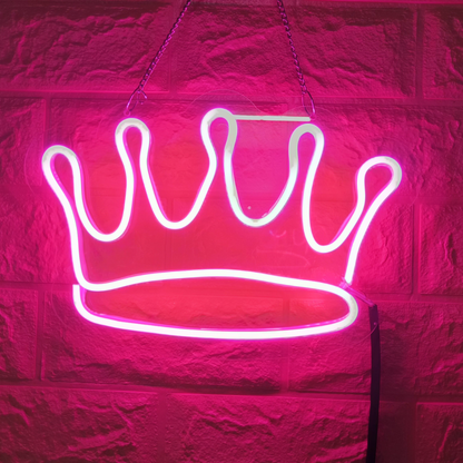 Eurotex Beautiful Crown Neon Sign, Wall Decor, Neon Signs for Living room (6x12 In)