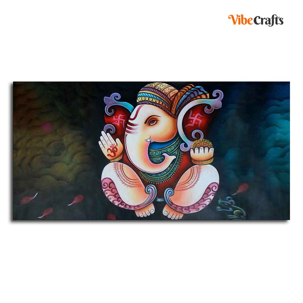 Eurotex Abstract Art Shri Ganesha, Canvas Printed, Beautiful Simple Wall Paintings Eurotex