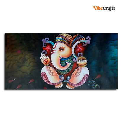 Eurotex Abstract Art Shri Ganesha, Canvas Printed, Beautiful Simple Wall Paintings Eurotex