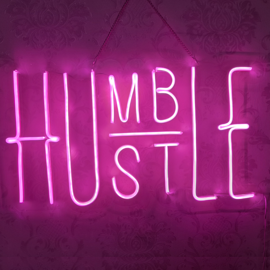 Eurotex Humble Hustle Neon Sign, Wall Decor, Neon Signs for room (14x20 In)