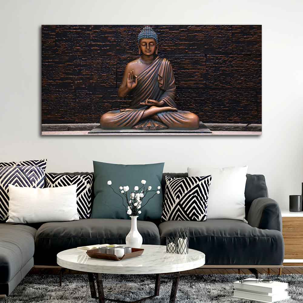 Eurotex Lord Buddha Meditating Statue, Canvas Printed, Beautiful Wall Paintings Eurotex
