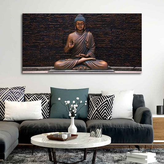 Eurotex Lord Buddha Meditating Statue, Canvas Printed, Beautiful Wall Paintings Eurotex
