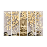 Meditation Buddha Painting, 5 Panel Wall Art for Living Room Decor (30x50 In)