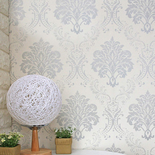 Eurotex Damask Design, Grey, Peel and Stick, Self Adhesive Wall Stickers - (45 cm x 300cm)