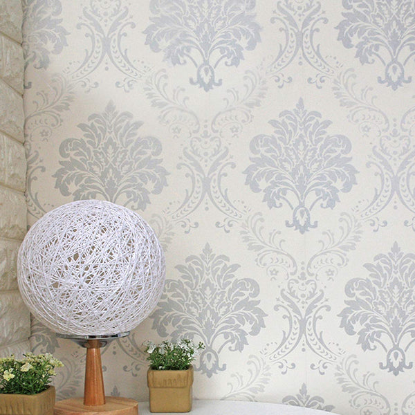 Eurotex Damask Design, Grey, Peel and Stick, Self Adhesive Wall Stickers - (45 cm x 300cm)