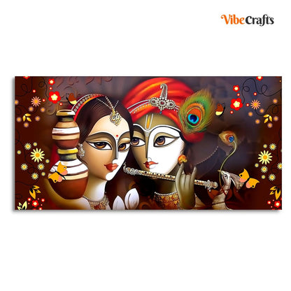 Eurotex Beautiful Lord Radha Krishna with Flute, Canvas Printed, Wall Painting Eurotex
