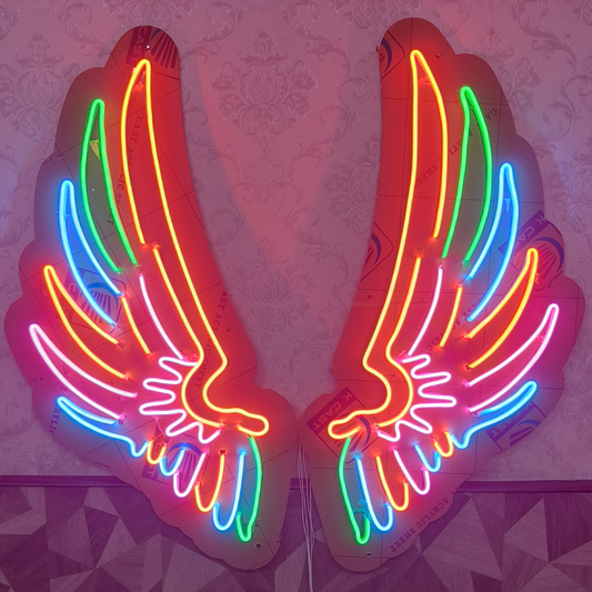 Eurotex Wings Neon Sign, Wall Decor, Neon Signs for room (48x24 In)