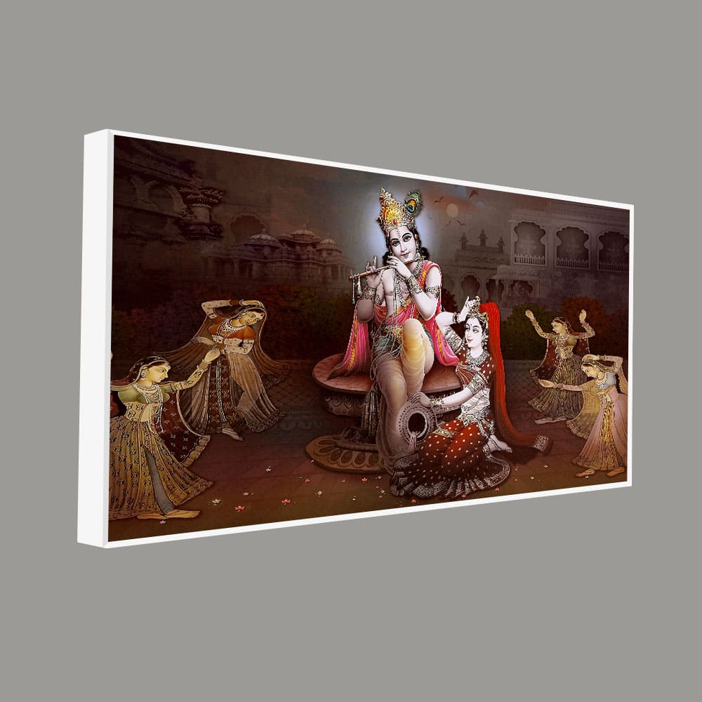 Eurotex Beautiful Radha Krishna with Playing Flute, Canvas Printed, Beautiful Wall Paintings Eurotex