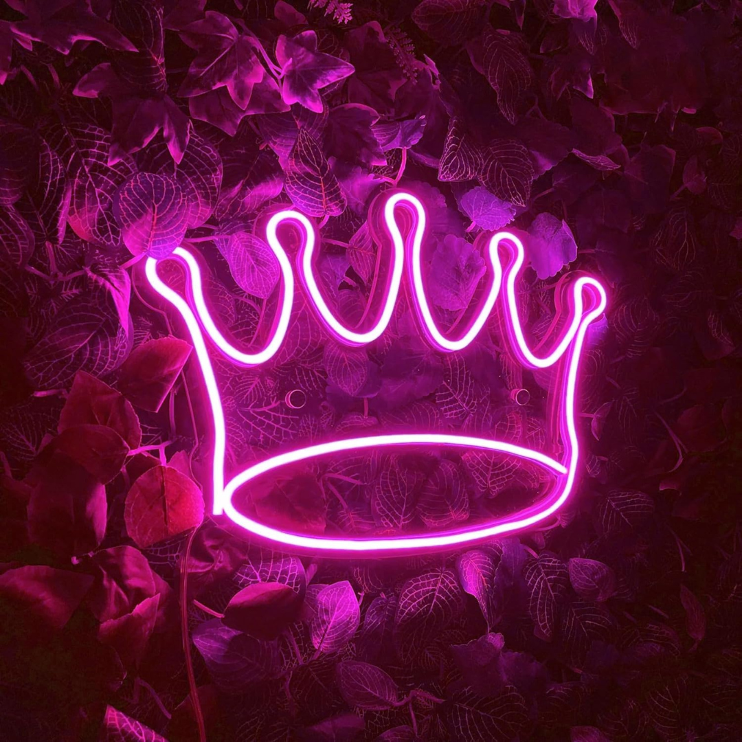 Eurotex Beautiful Crown Neon Sign, Wall Decor, Neon Signs for Living room (6x12 In)