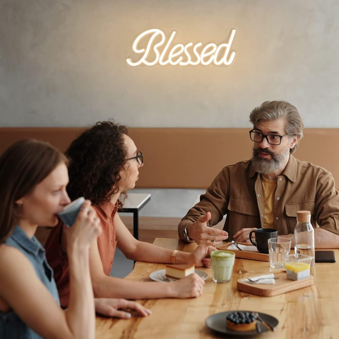 Eurotex Beautiful Blessed Neon Sign, Wall Decor, Neon Signs for room (8x14 In)