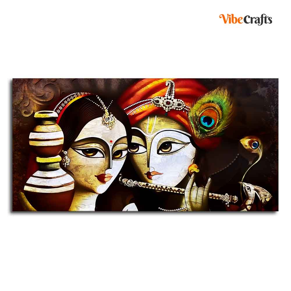Eurotex Radha Krishna With Flute, Canvas Printed, Krishna And Radha Painting Eurotex