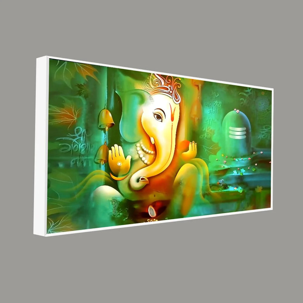 Eurotex Auspicious Ganesh with Shiva lingam, Canvas Printed, Wall Art & Paintings Eurotex