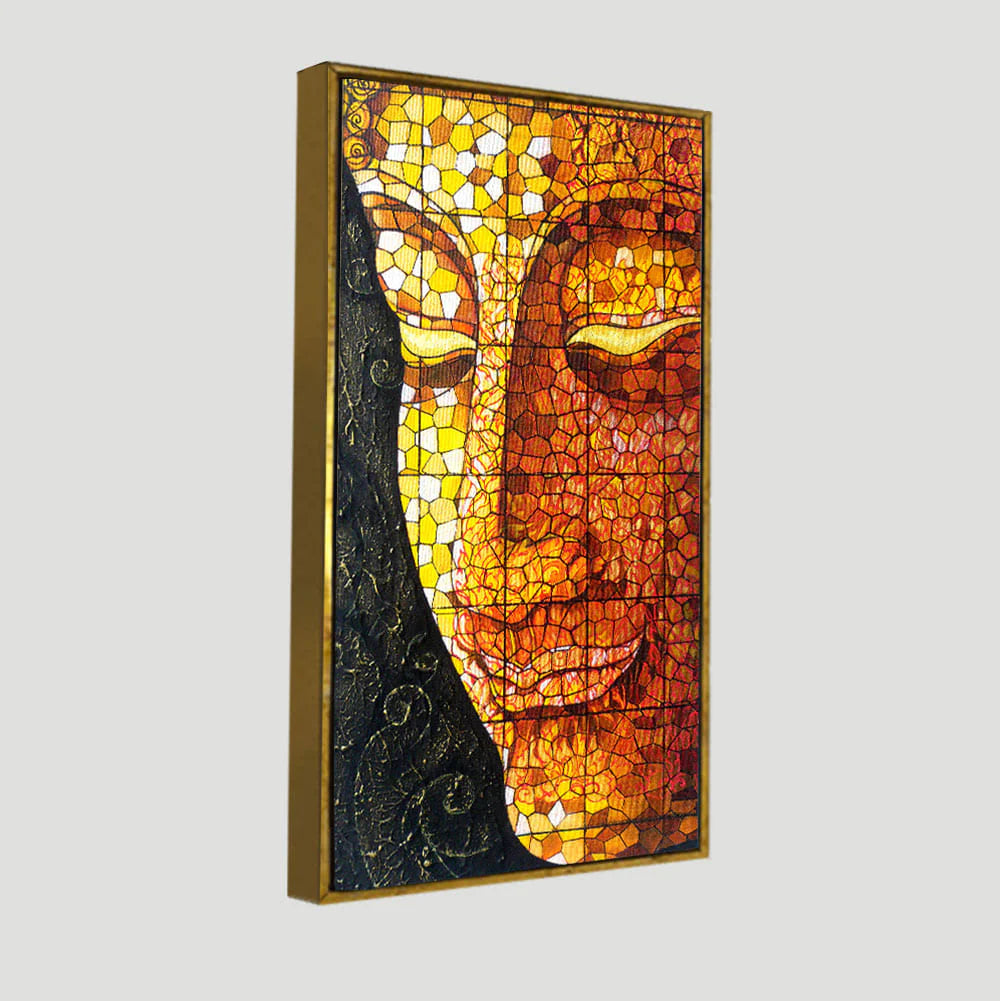 Eurotex Peaceful Golden Buddha, Canvas Printed, Texture art Wall Painting Eurotex