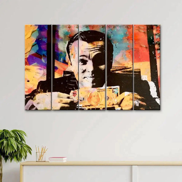 Eurotex Abstract Dollars Modern Art, 5 Pieces, Canvas Printed, Home Wall Painting
