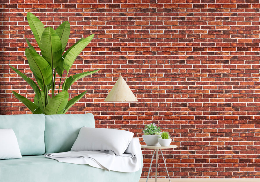 Eurotex Brick Design, Red Wallpaper For Walls (PVC, 21inch x 33ft, Roll 57sqft)